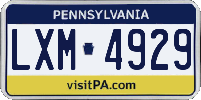 PA license plate LXM4929