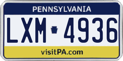 PA license plate LXM4936