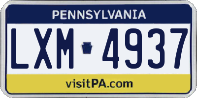 PA license plate LXM4937
