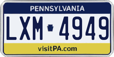 PA license plate LXM4949