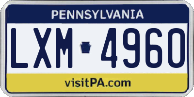 PA license plate LXM4960