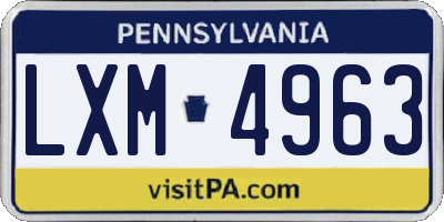 PA license plate LXM4963