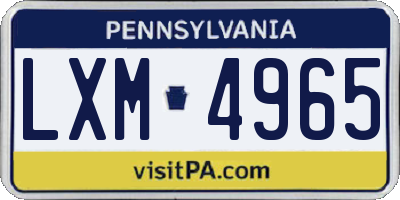 PA license plate LXM4965