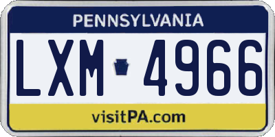 PA license plate LXM4966