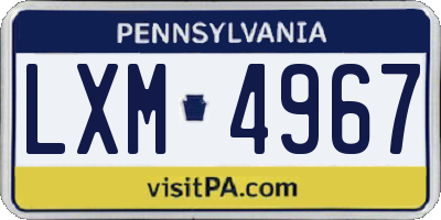 PA license plate LXM4967