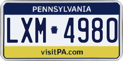 PA license plate LXM4980
