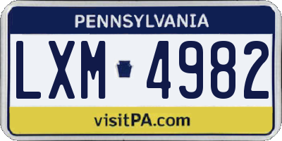 PA license plate LXM4982