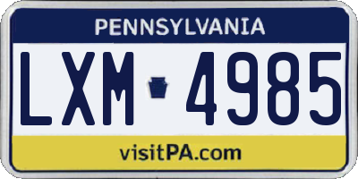 PA license plate LXM4985