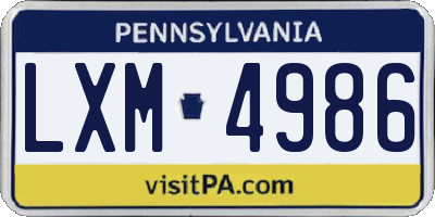 PA license plate LXM4986