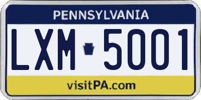 PA license plate LXM5001