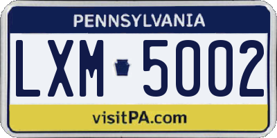 PA license plate LXM5002