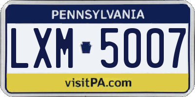 PA license plate LXM5007