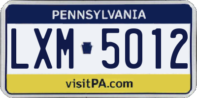 PA license plate LXM5012
