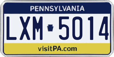 PA license plate LXM5014