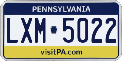 PA license plate LXM5022