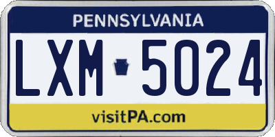 PA license plate LXM5024