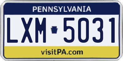 PA license plate LXM5031