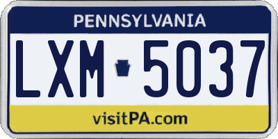 PA license plate LXM5037