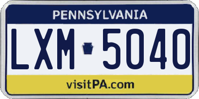 PA license plate LXM5040