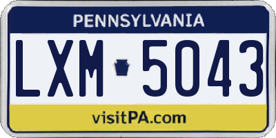 PA license plate LXM5043