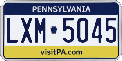 PA license plate LXM5045