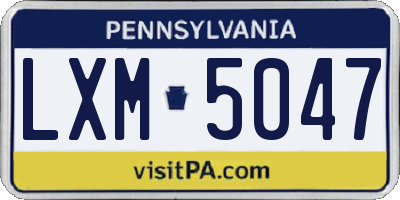 PA license plate LXM5047