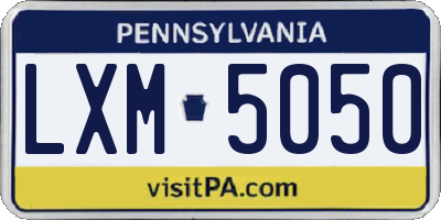 PA license plate LXM5050