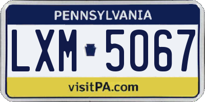 PA license plate LXM5067