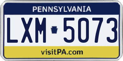 PA license plate LXM5073
