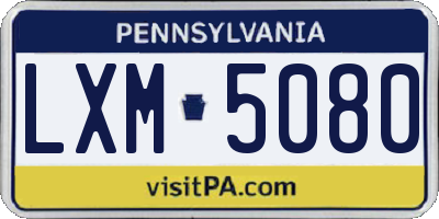 PA license plate LXM5080