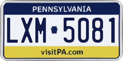 PA license plate LXM5081