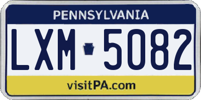 PA license plate LXM5082