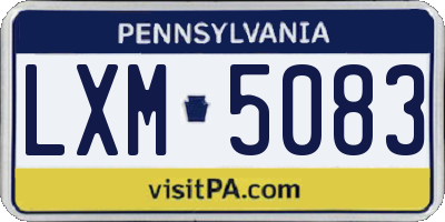 PA license plate LXM5083