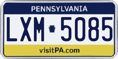 PA license plate LXM5085