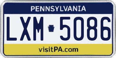 PA license plate LXM5086