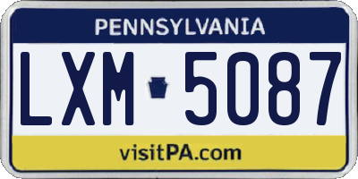 PA license plate LXM5087