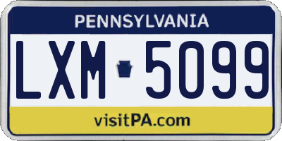 PA license plate LXM5099