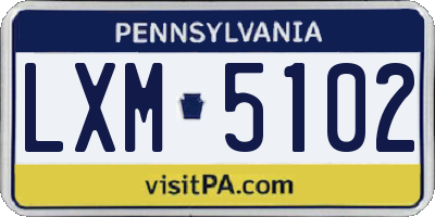 PA license plate LXM5102