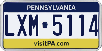 PA license plate LXM5114