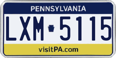 PA license plate LXM5115