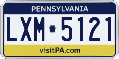 PA license plate LXM5121