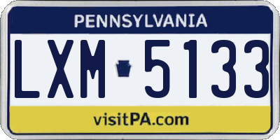 PA license plate LXM5133