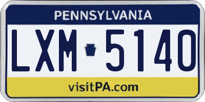 PA license plate LXM5140