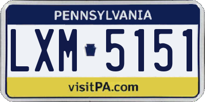 PA license plate LXM5151