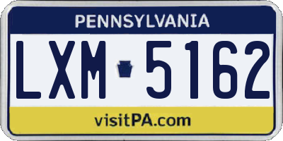 PA license plate LXM5162