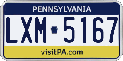 PA license plate LXM5167