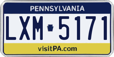 PA license plate LXM5171