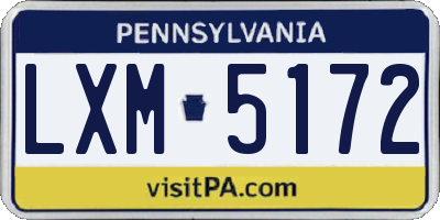 PA license plate LXM5172