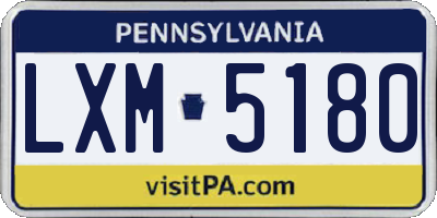 PA license plate LXM5180