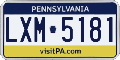 PA license plate LXM5181